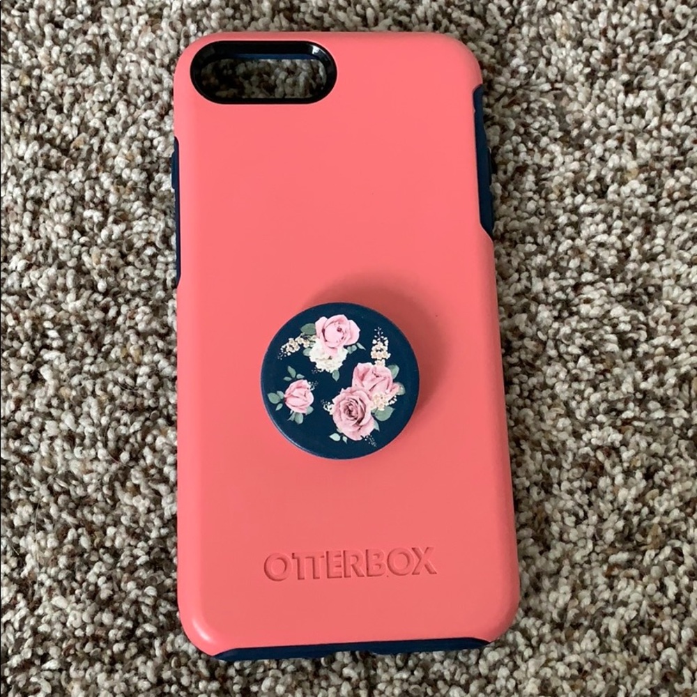 Iphone 7 plus double layer otter box w popsocket